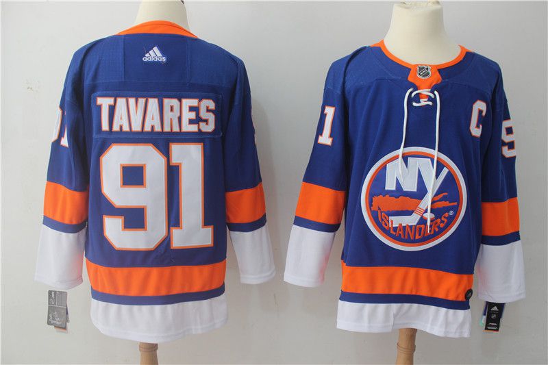 Men New York Islanders 91 John Tavares blue Adidas Hockey Stitched NHL Jerseys